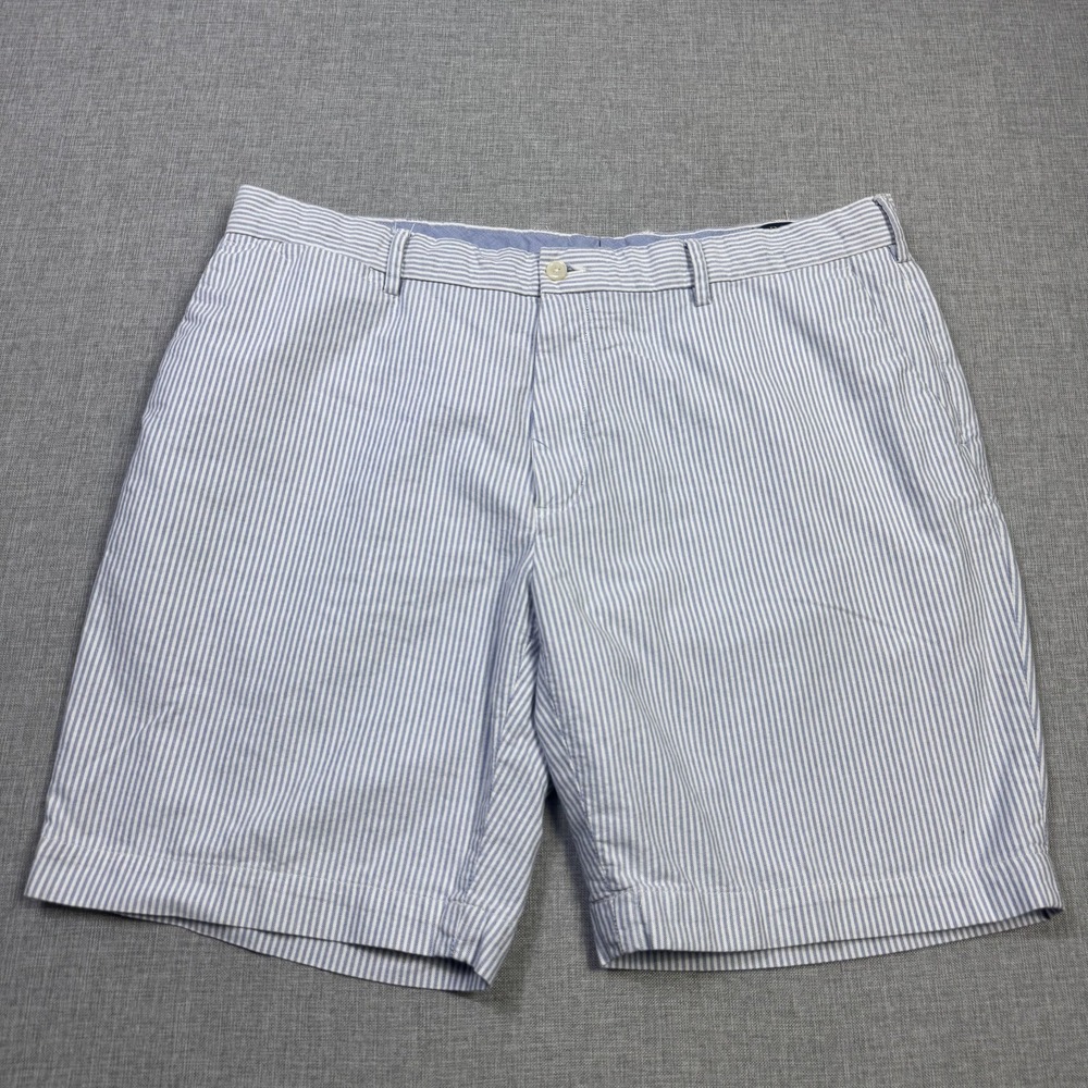 Polo Ralph Lauren Chino Shorts Mens 38 Blue White Striped Classic Fit 9" Inseam